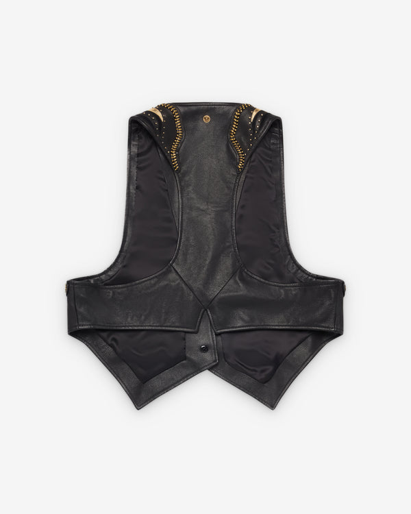 Versace  - Women's Embroidered Leather Vest - (Black)
