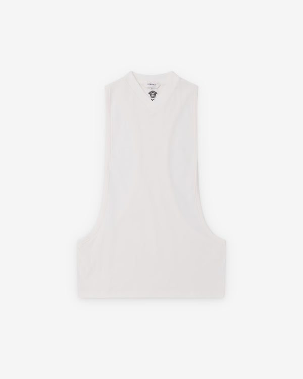 Versace  - Women's Embroidered Stretch Cotton-Jersey Tank Top - (White)