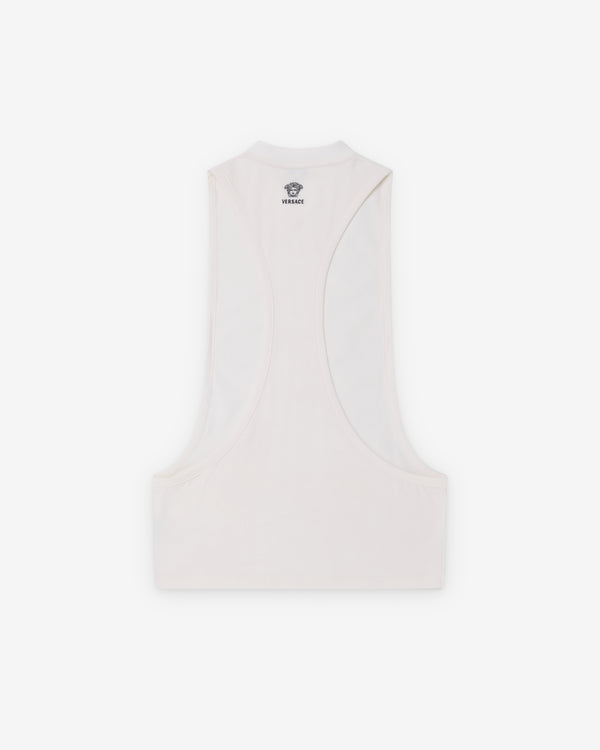 Versace  - Women's Embroidered Stretch Cotton-Jersey Tank Top - (White)