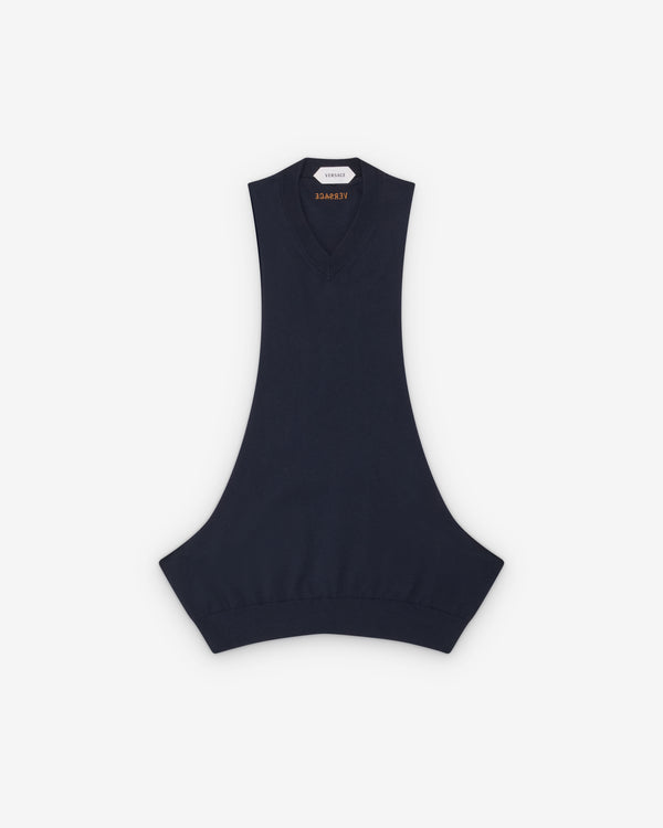 Versace  - Women's Cotton-Cashmere Knit Tank Top - (Navy)