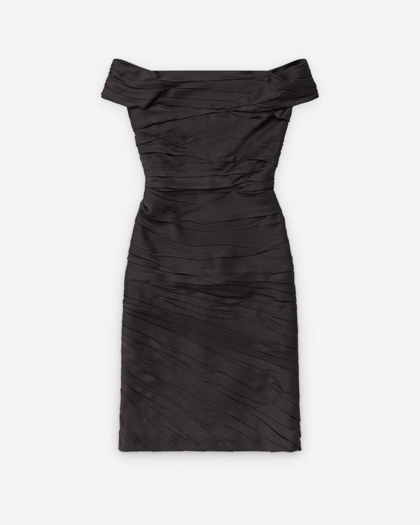Versace  - Women's Draped Envers-Satin Off-Shoulder Midi Dress - (Dark Chocolate)