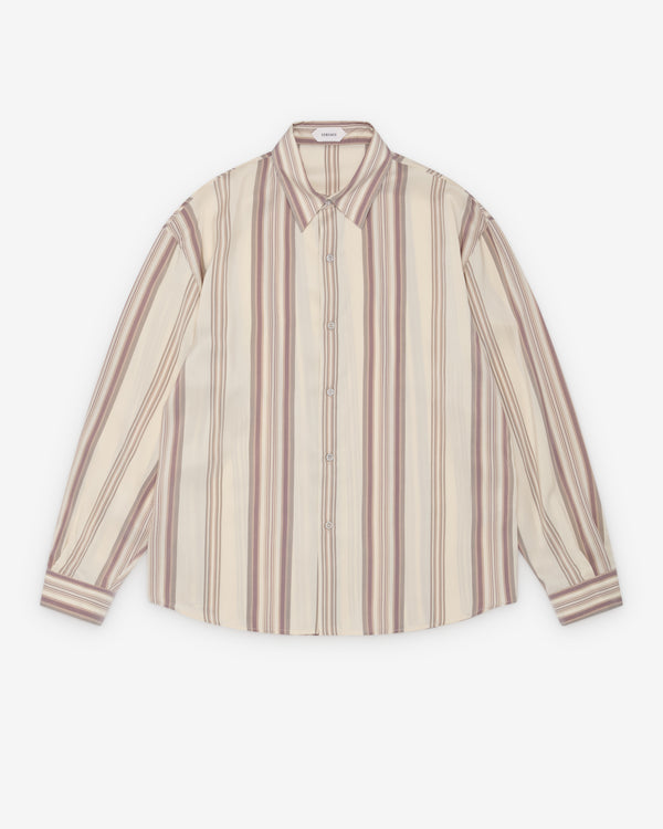 Versace  - Men's Striped Silk Loose Shirt - (White/Pink)