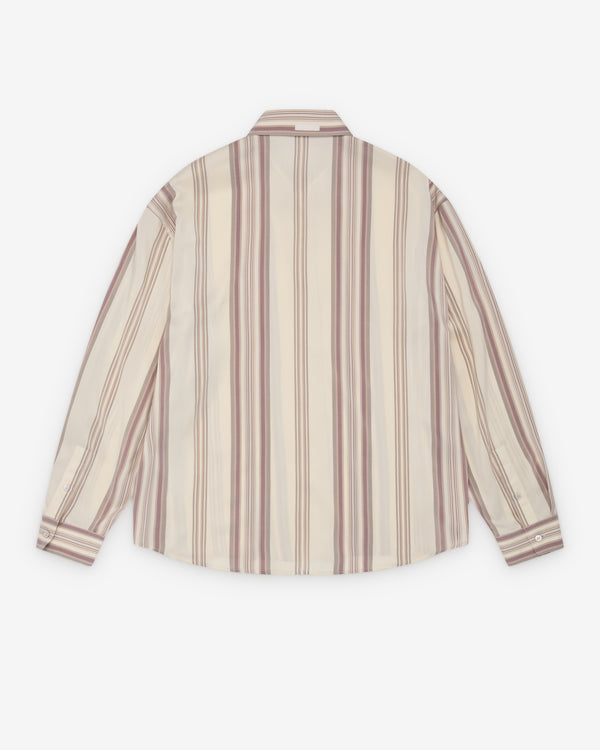 Versace  - Men's Striped Silk Loose Shirt - (White/Pink)