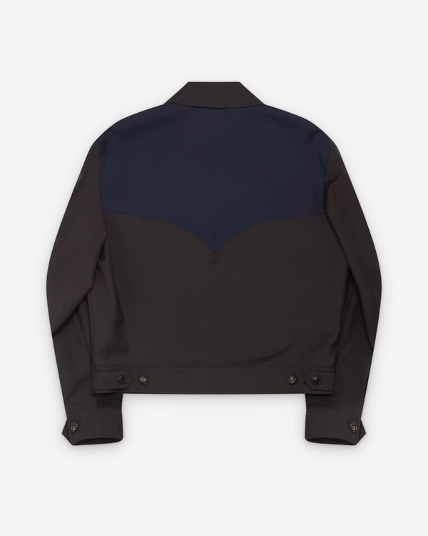 Versace  - Men's Wool-Mohair Zip Blouson - (Blue/Brown)