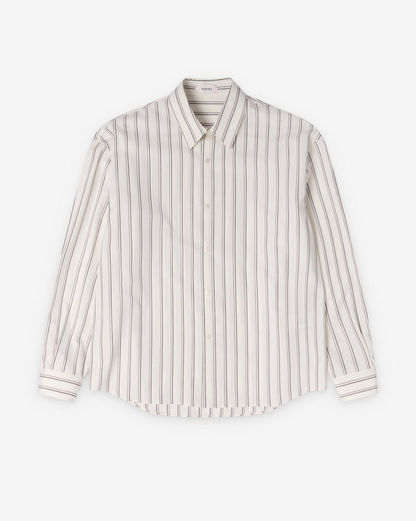 Versace  - Men's Striped Cotton-Poplin Loose Shirt - (Off White)