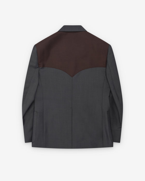 Versace  - Men's Wool-Mohair Boxy Blazer - (Grey/Brown)