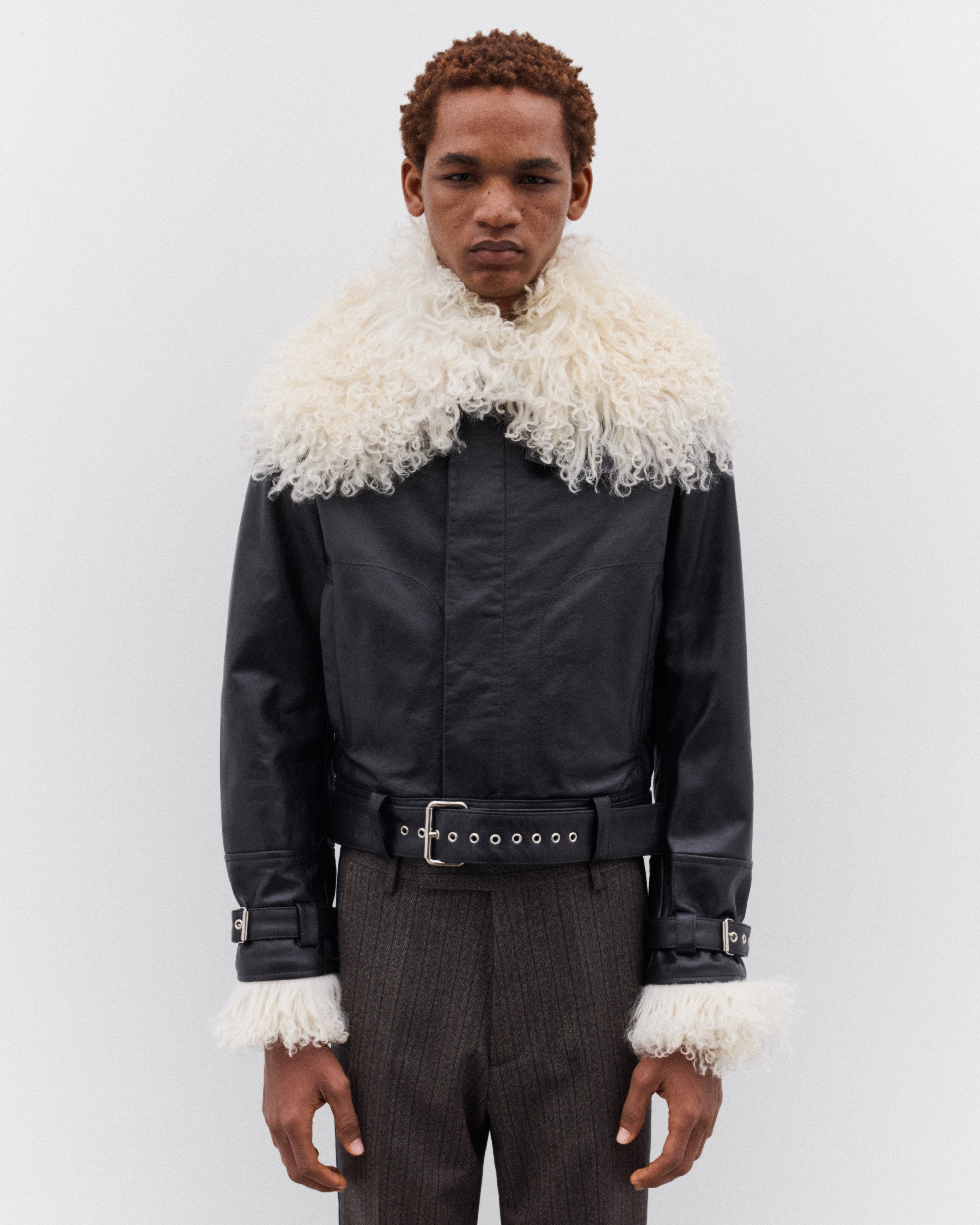 Wales Bonner: Women's Bridge Leather Jacket (Black) | DSML E-SHOP