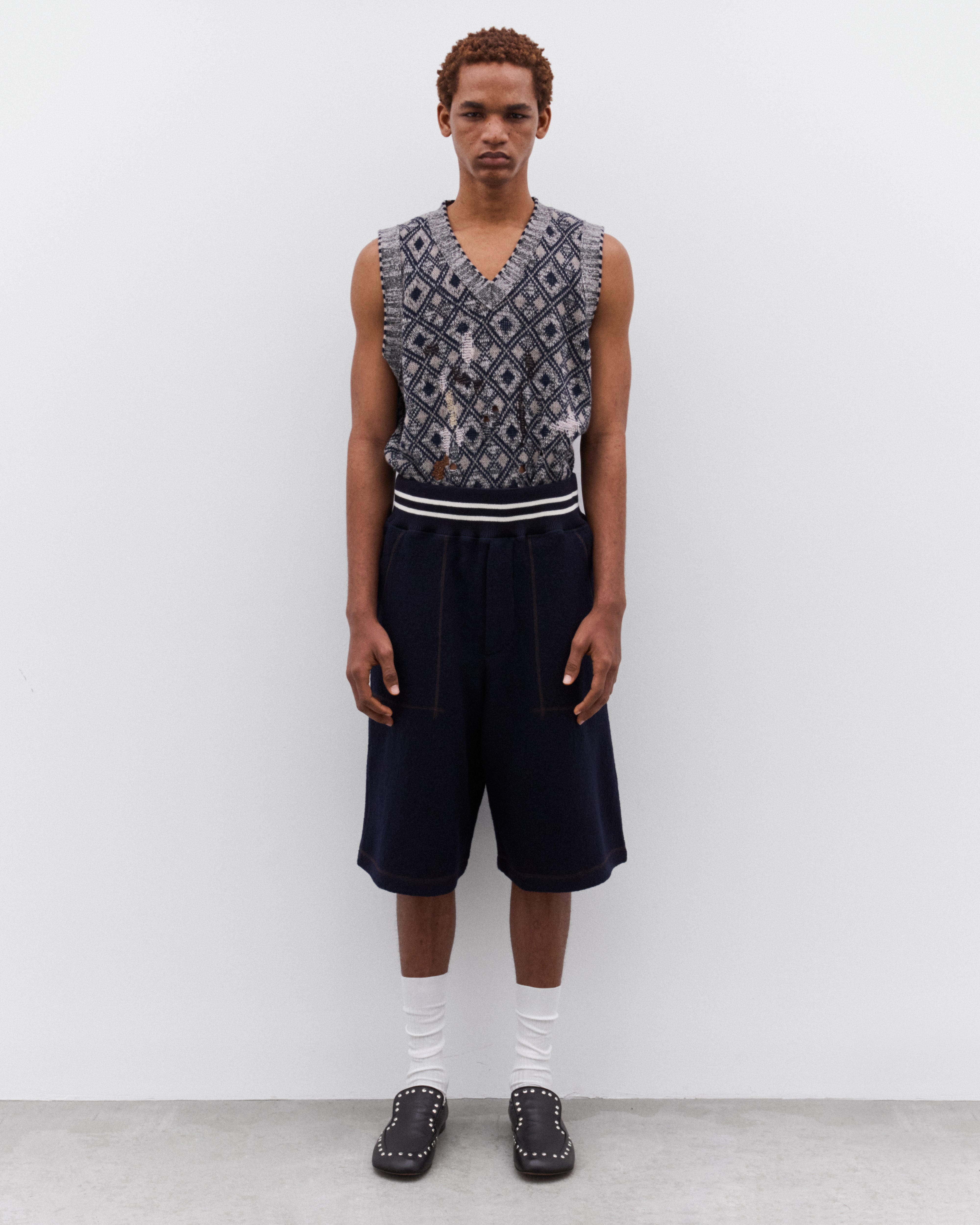 Wales Bonner: Men's October Shorts (Navy) | Dover Street Market London