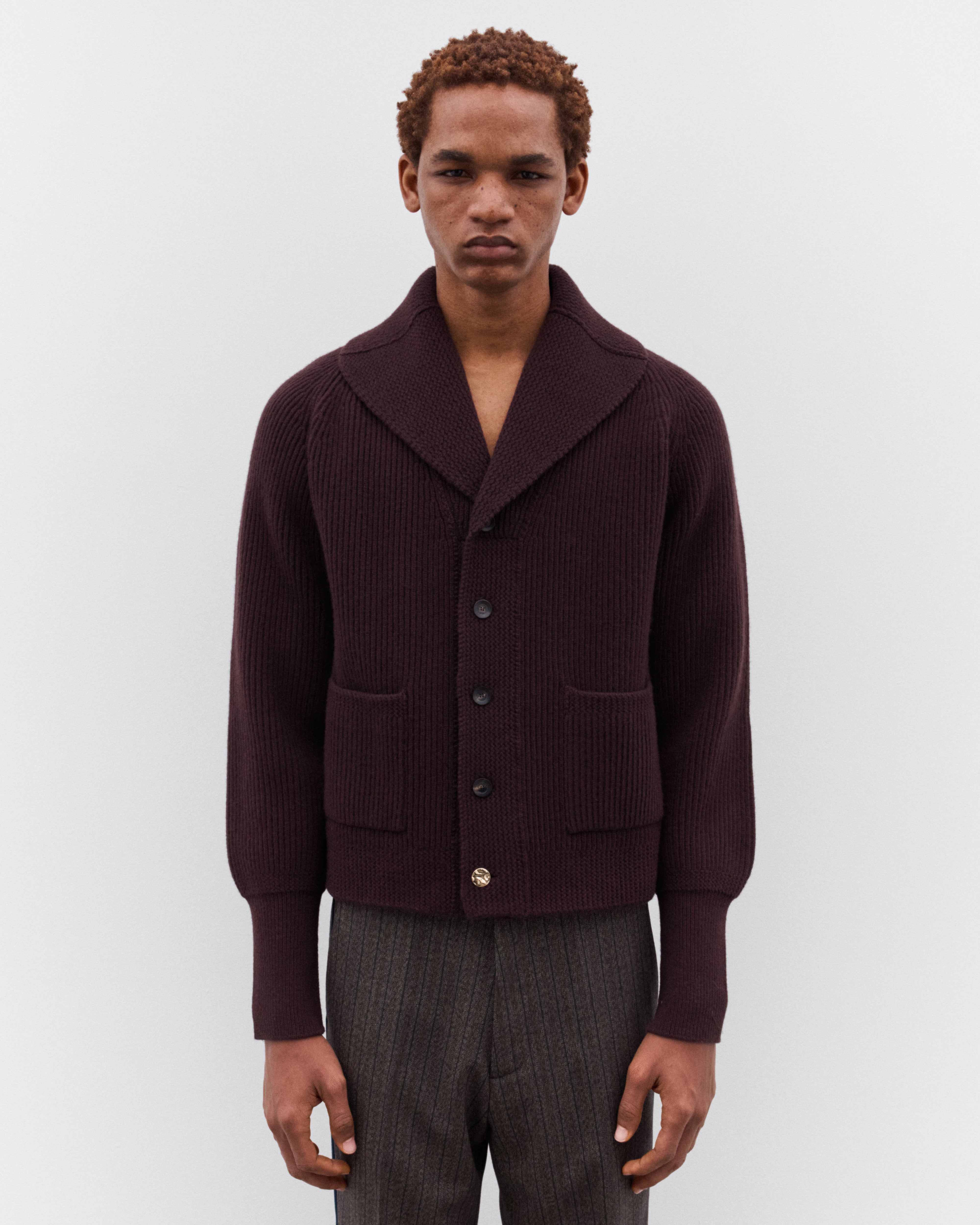 Wales Bonner: Men's Solace Cardigan (Brown) | DSML E-SHOP