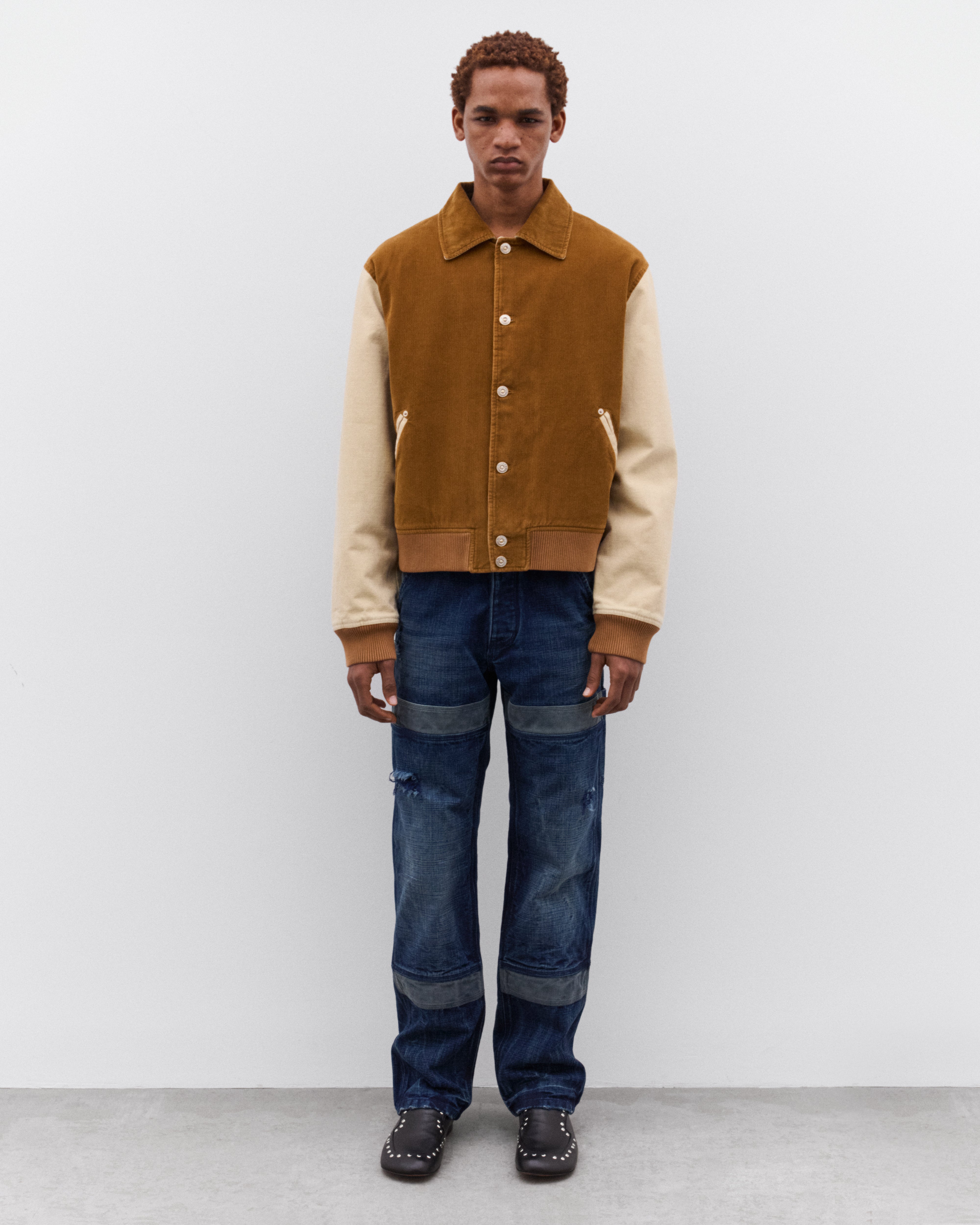 Wales Bonner: Men's Varsity Jacket (Brown) | DSML E-SHOP