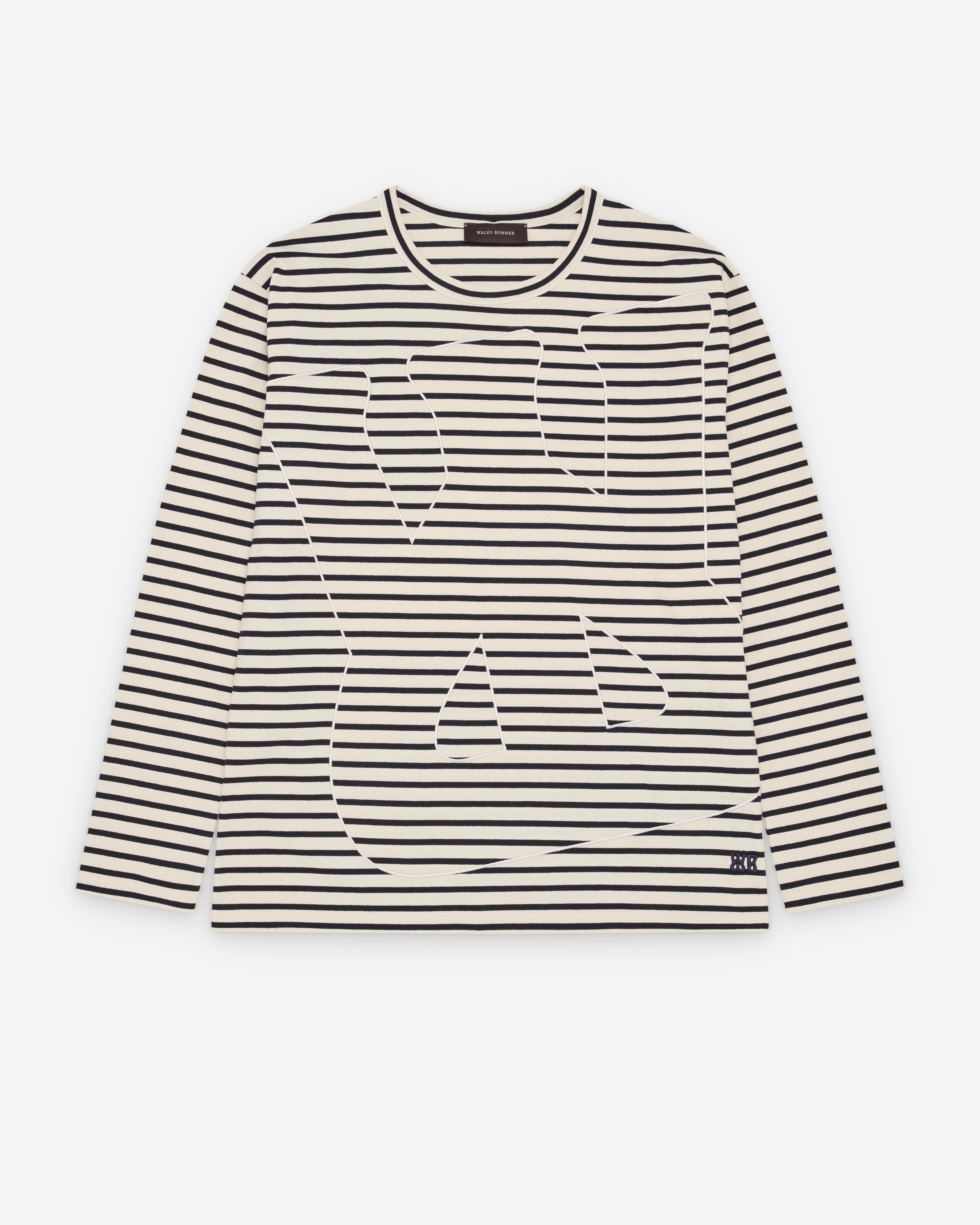 Wales Bonner: Men's Crown Long Sleeve (Ivory/Navy) | Dover Street