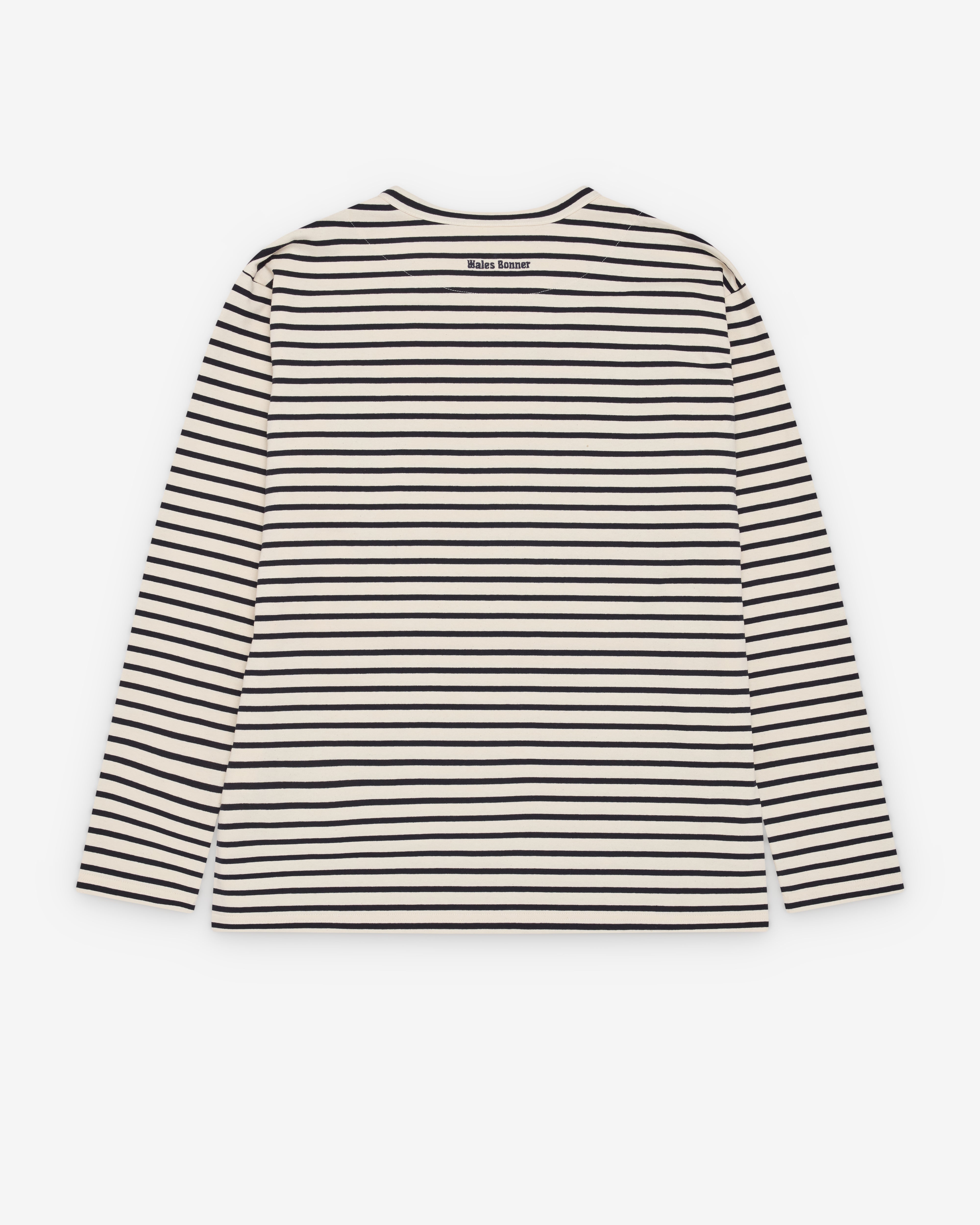 Wales Bonner: Men's Crown Long Sleeve (Ivory/Navy) | Dover Street
