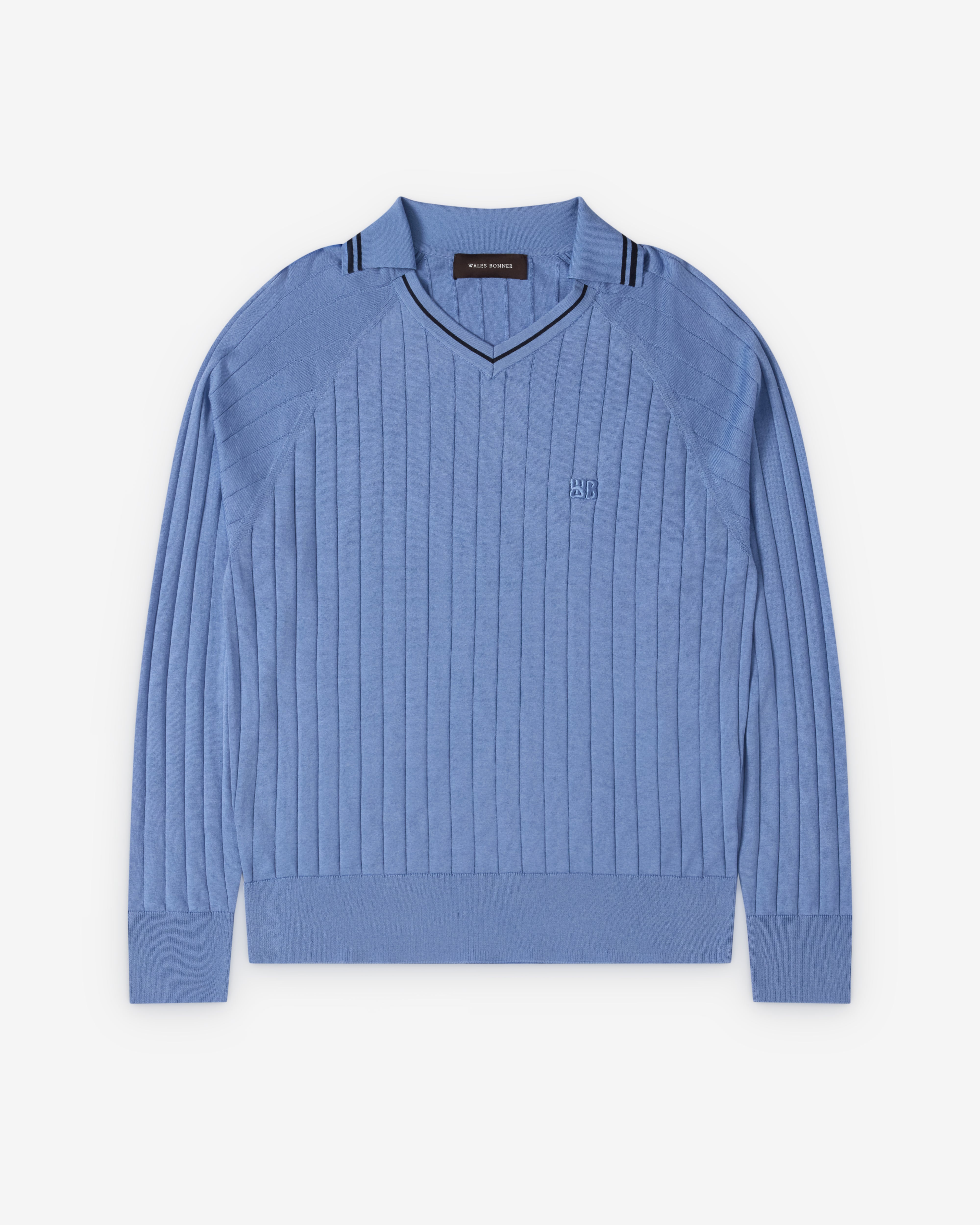 Wales Bonner: Roots Polo Shirt (Atlantic Blue) | Dover Street