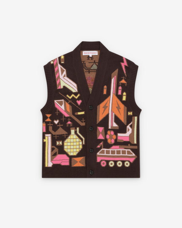 Walter Van Beirendonck - Men's Stop War Cardigan - (Burgundy)