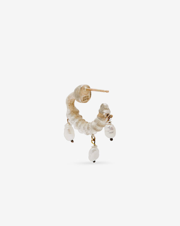 Weinan Pan - Bone Earring No3 with 3 Small Pearls - (Silver/Gold)
