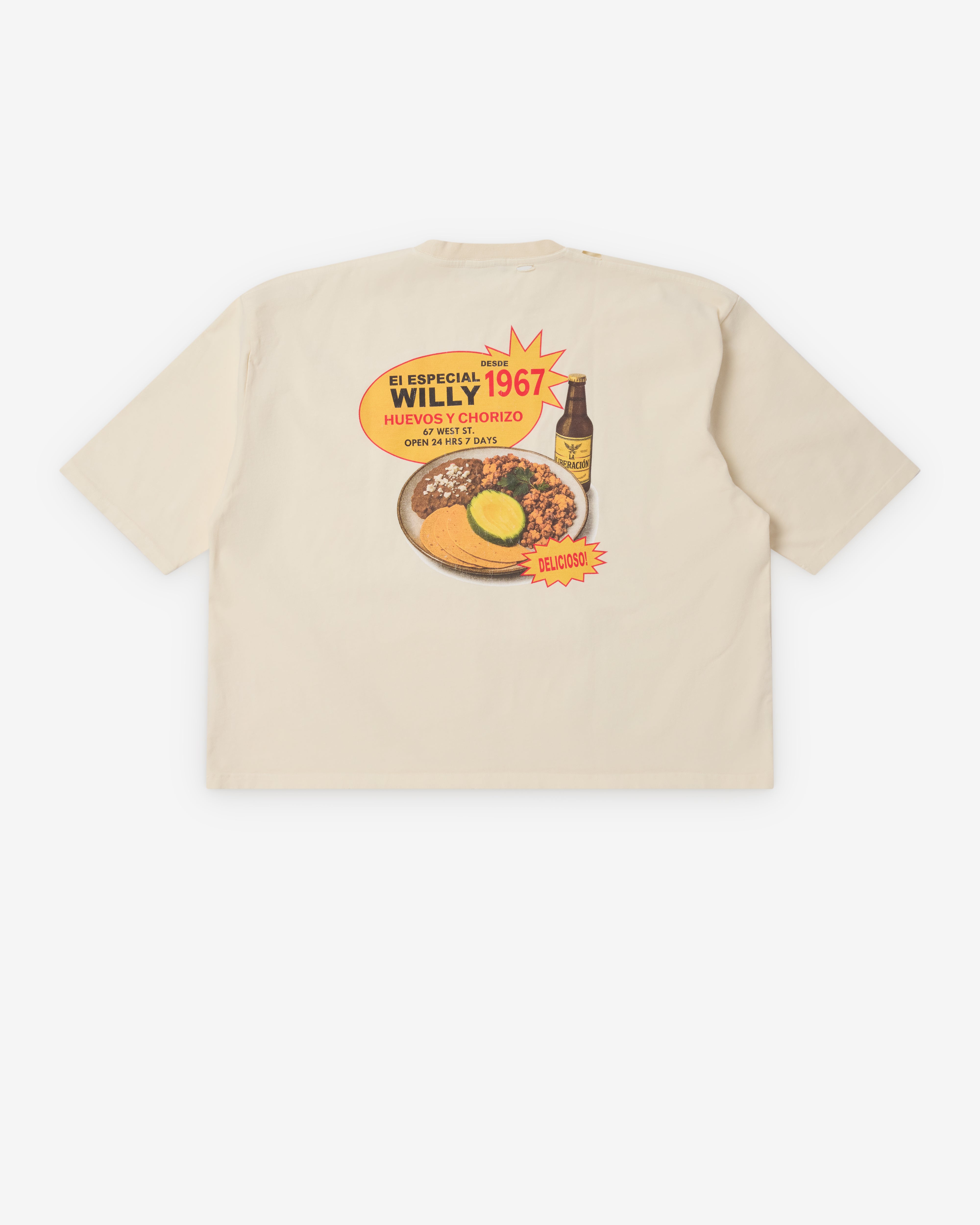 Willy Chavarria: Men's Willy's Taco Shop T-Shirt (Off-White