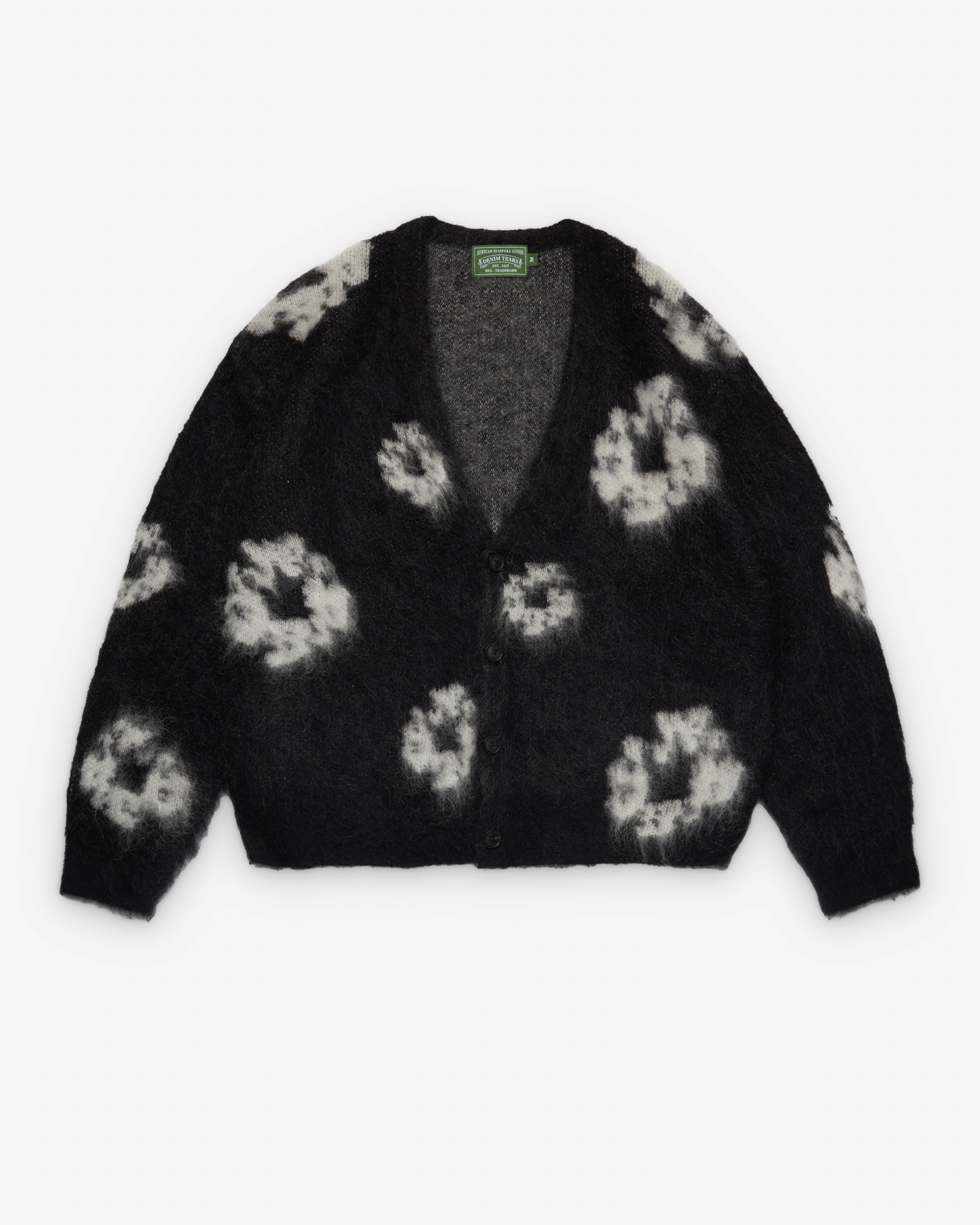 Denim Tears: Men's Mohair Cotton Wreath Cardigan (Black) | Dover