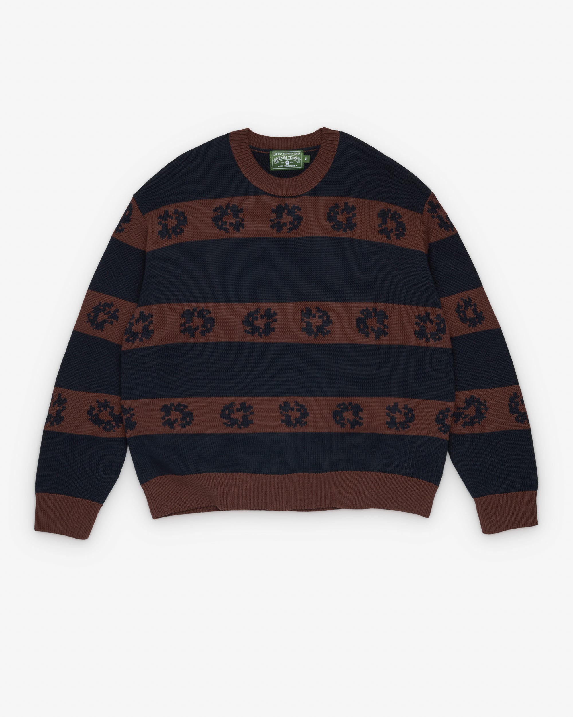 Denim Tears: Men's Wreath Striped Sweater (Navy/Brown) | Dover Street ...