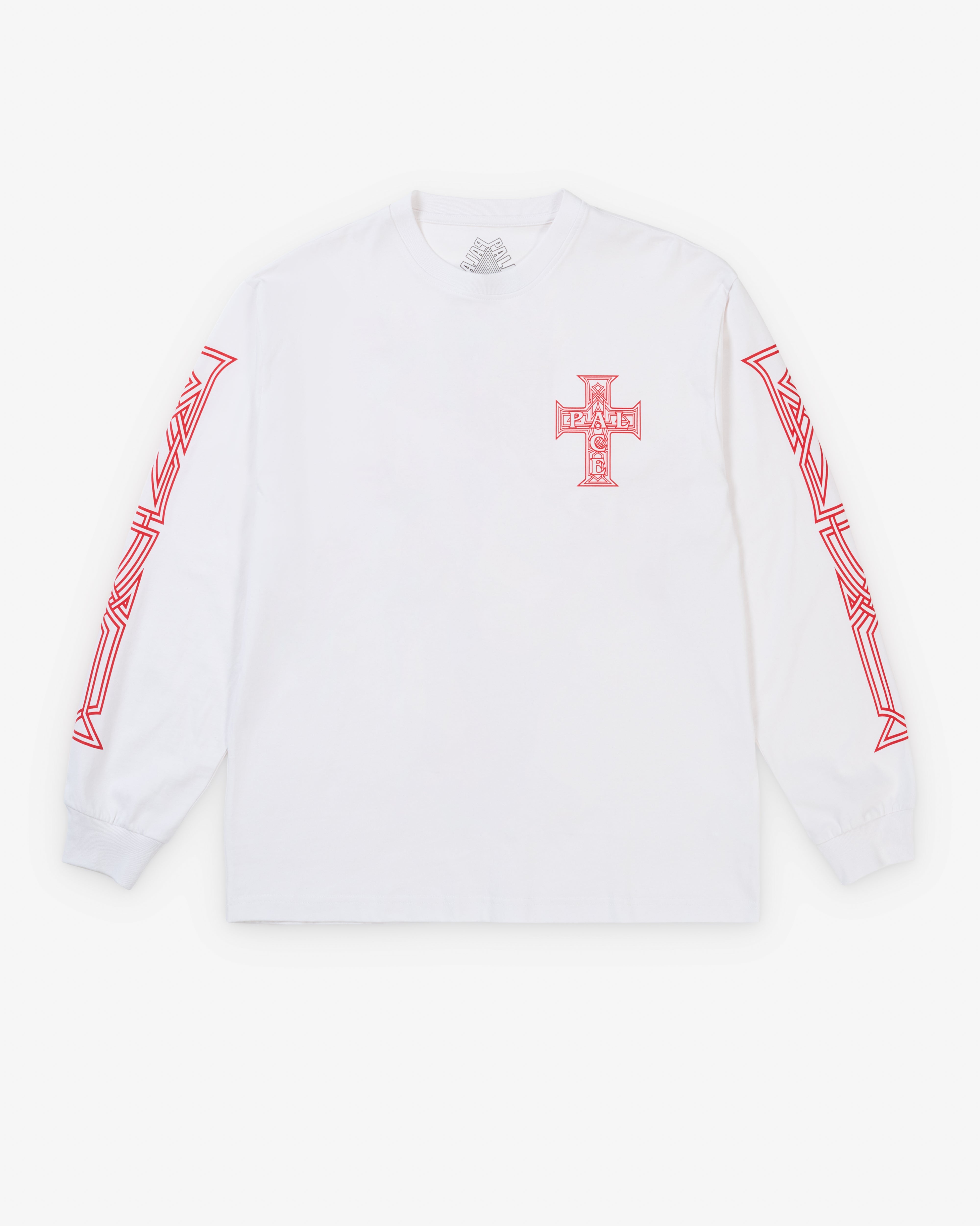Palace: Men's Y So Cross Longsleeve (White) | Dover Street Market