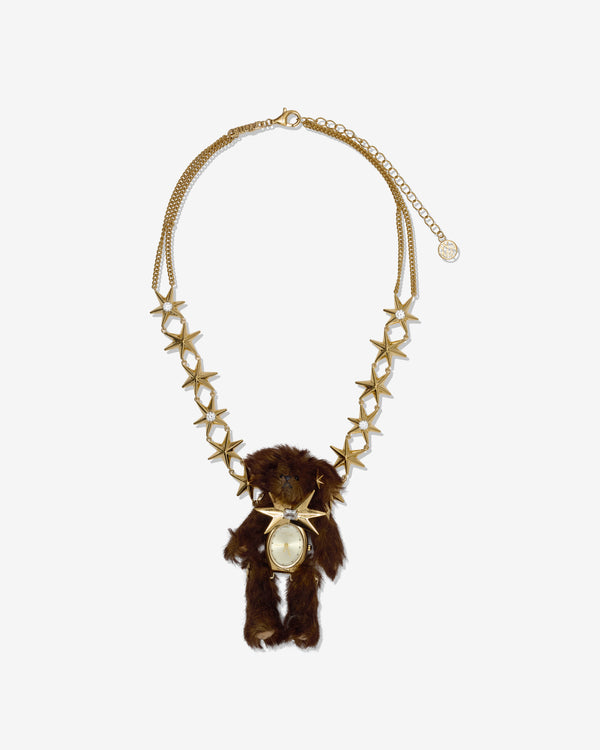 Yvmin - Bear Flower Stone Necklace - (Brown)