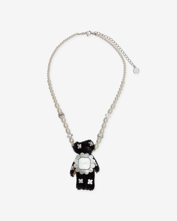 Yvmin - Bear Charm Pearl Necklace - (Black)