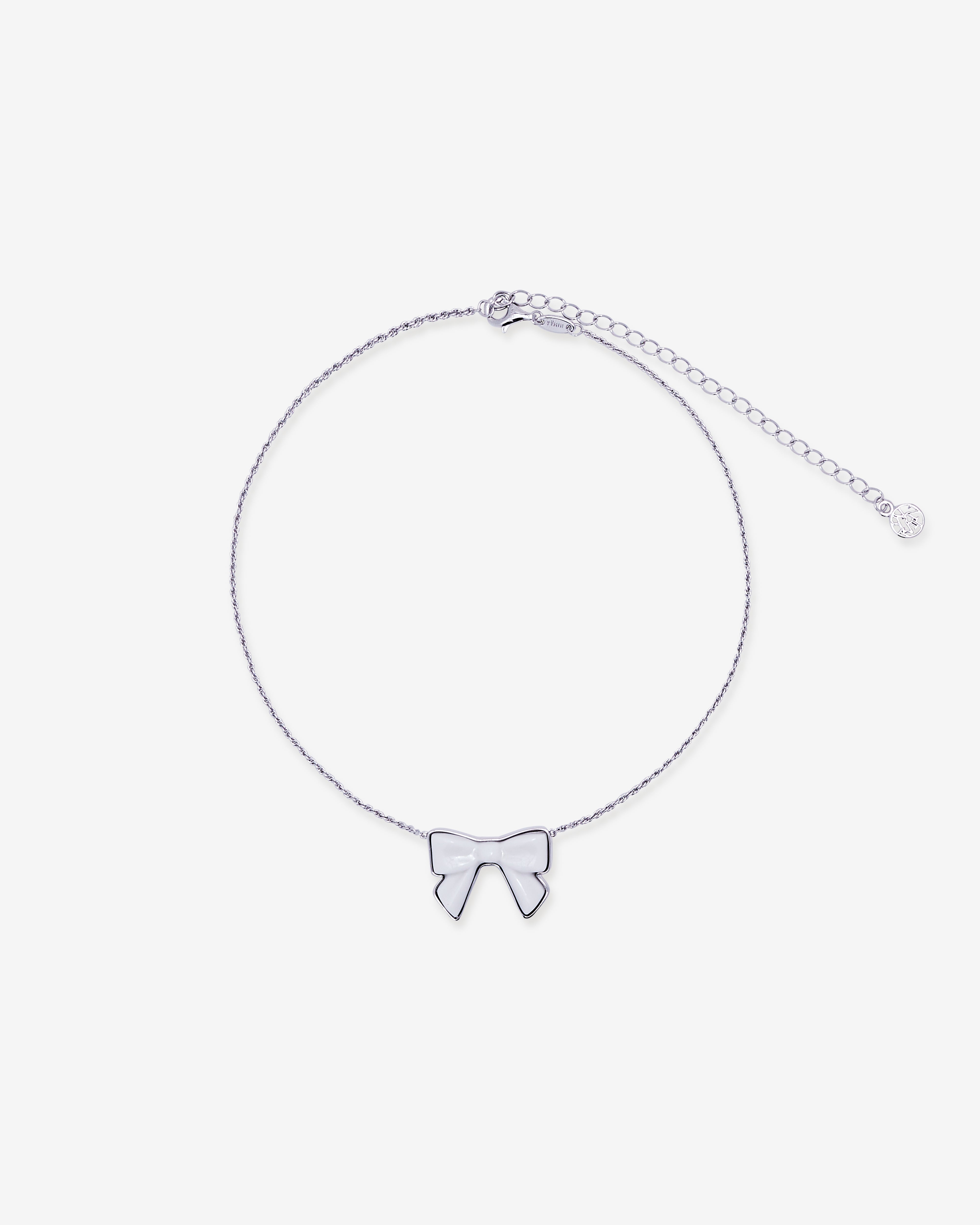 Yvmin: Women's SHUSHU/TONG Double-Sided Bow Necklace (White