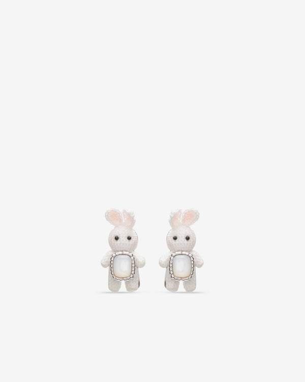 Yvmin - Woven Mini Bear Earring - (White)