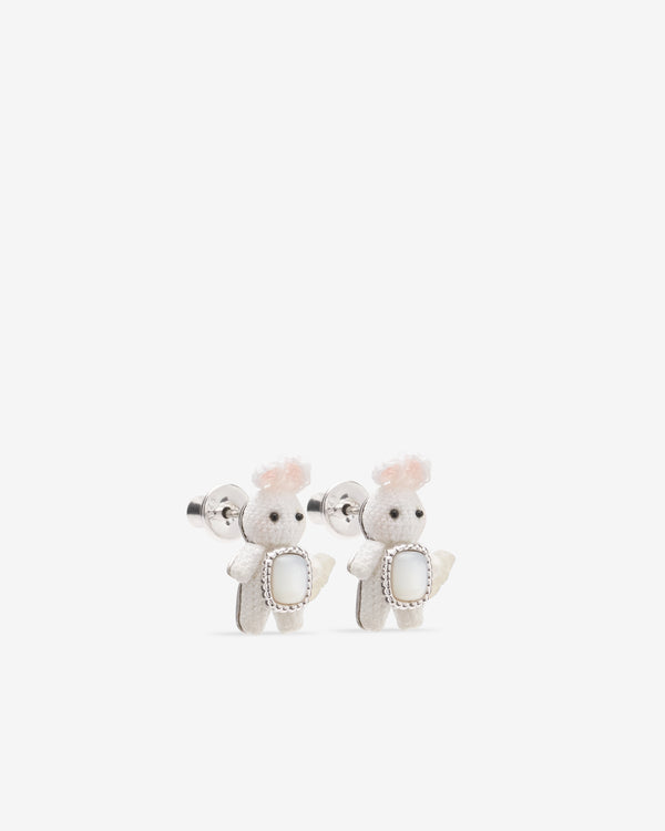 Yvmin - Woven Mini Bear Earring - (White)