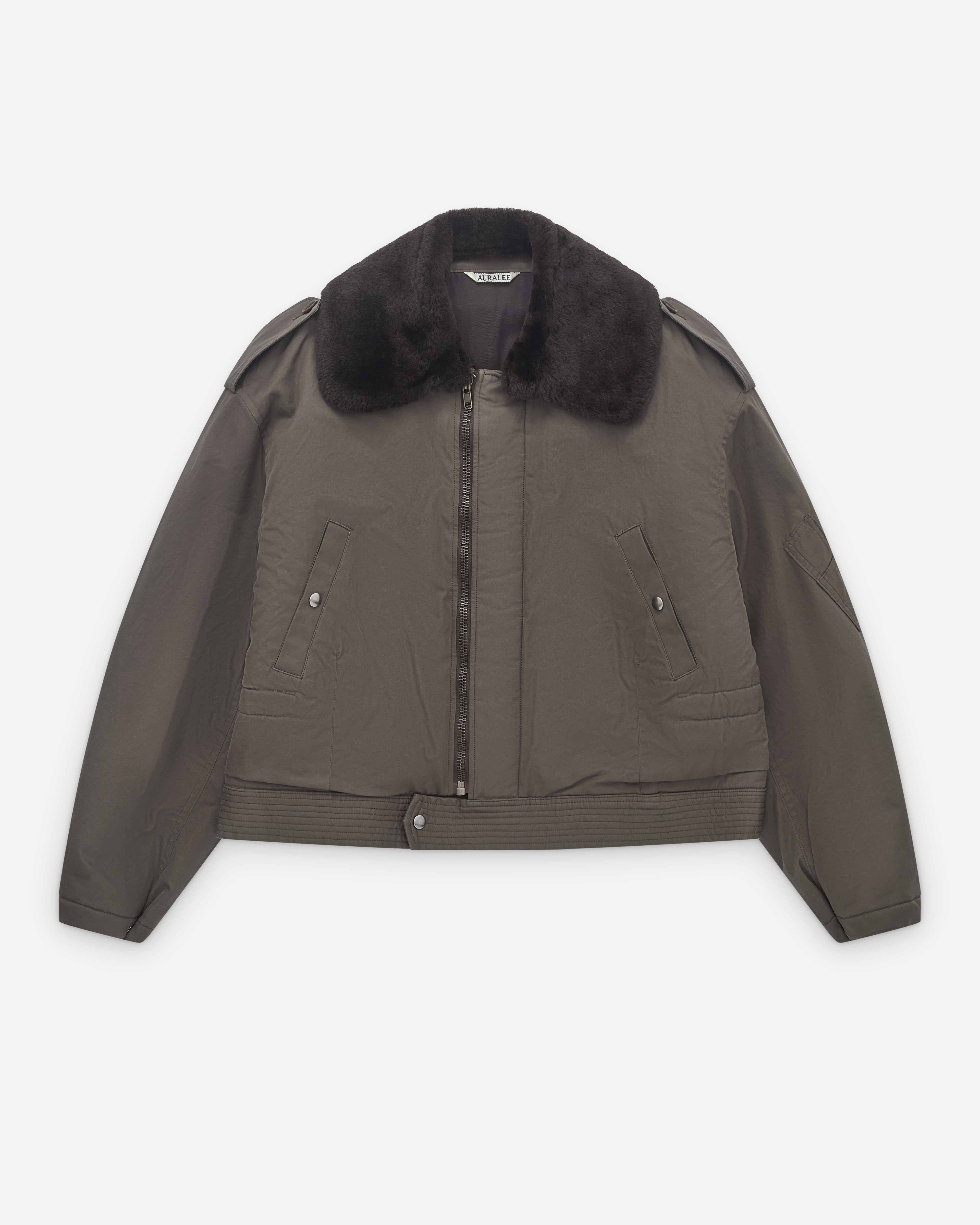 Auralee: Men's Washed Finx Cotton Gabardine Flight Blouson (Deep