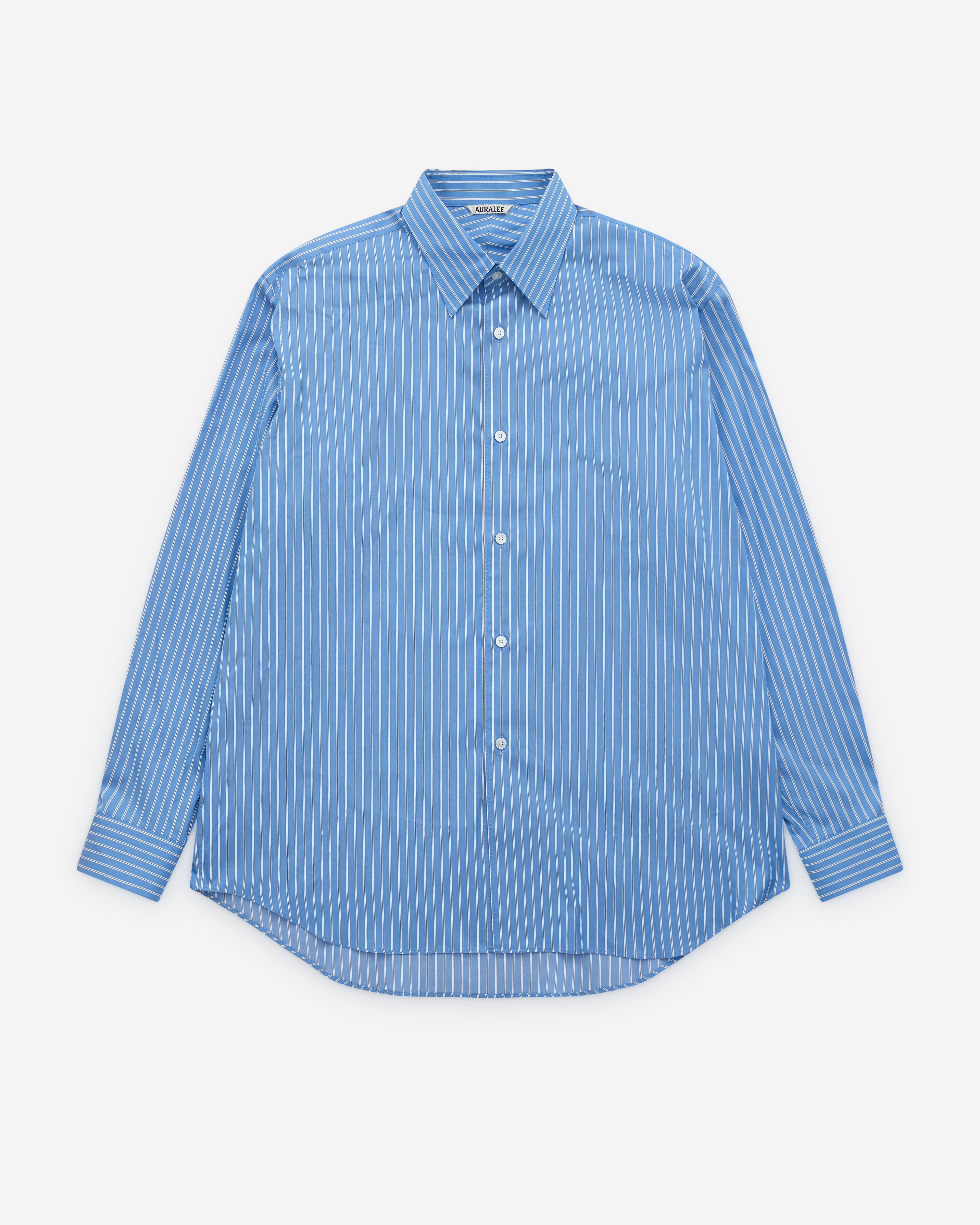 AURALLEE LIGHT BLUE STRIPEシャツ Suvin High Count Cloth Stripe Shirt — Light Blue Stripe – La