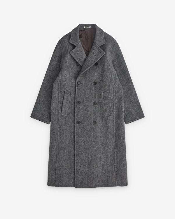 Auralee - Men’s Shetland Wool Double Cloth Coat - (Grey Herringbone)