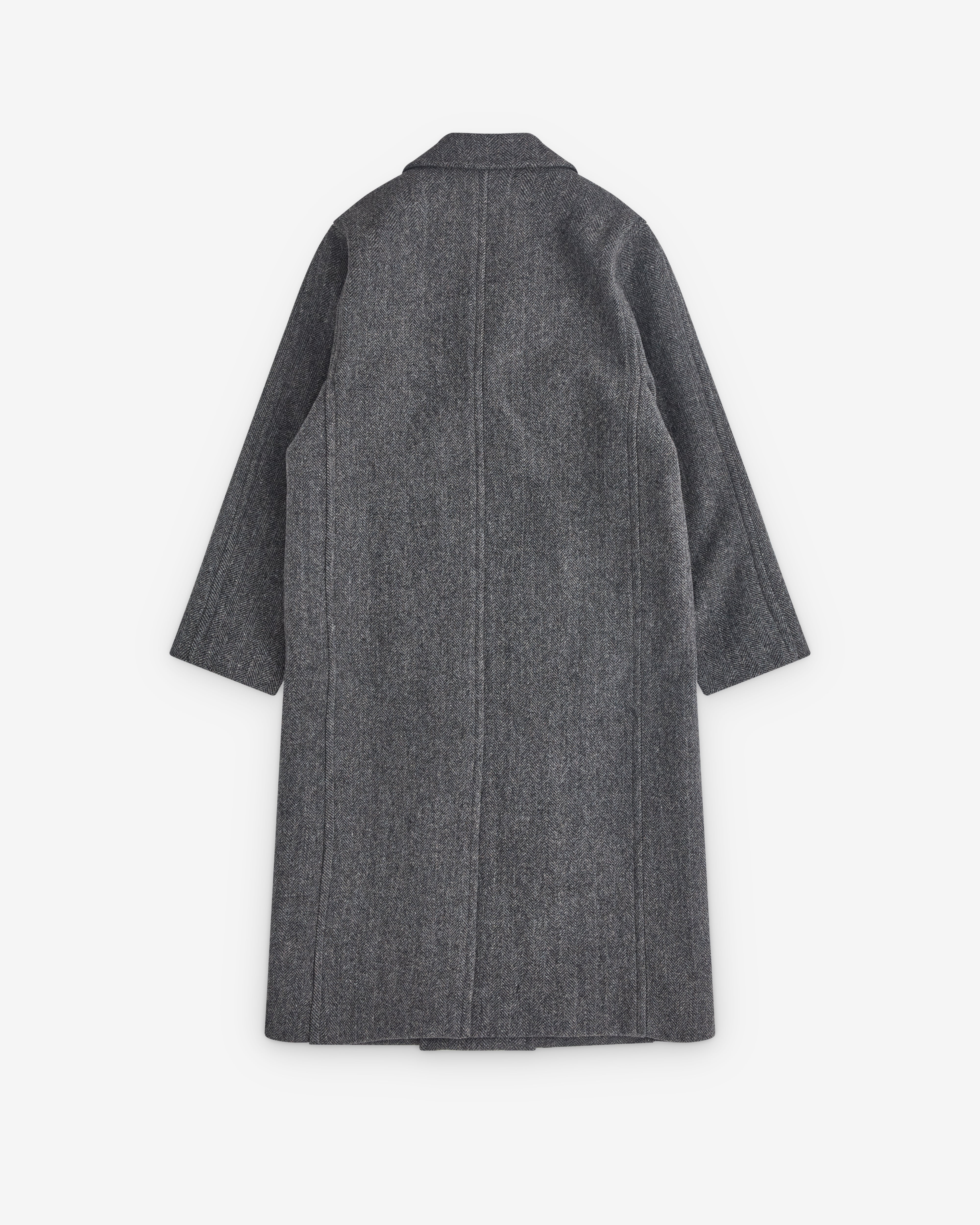 Auralee: Men's Shetland Wool Double Cloth Coat (Grey Herringbone