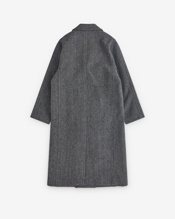 Auralee - Men’s Shetland Wool Double Cloth Coat - (Grey Herringbone)