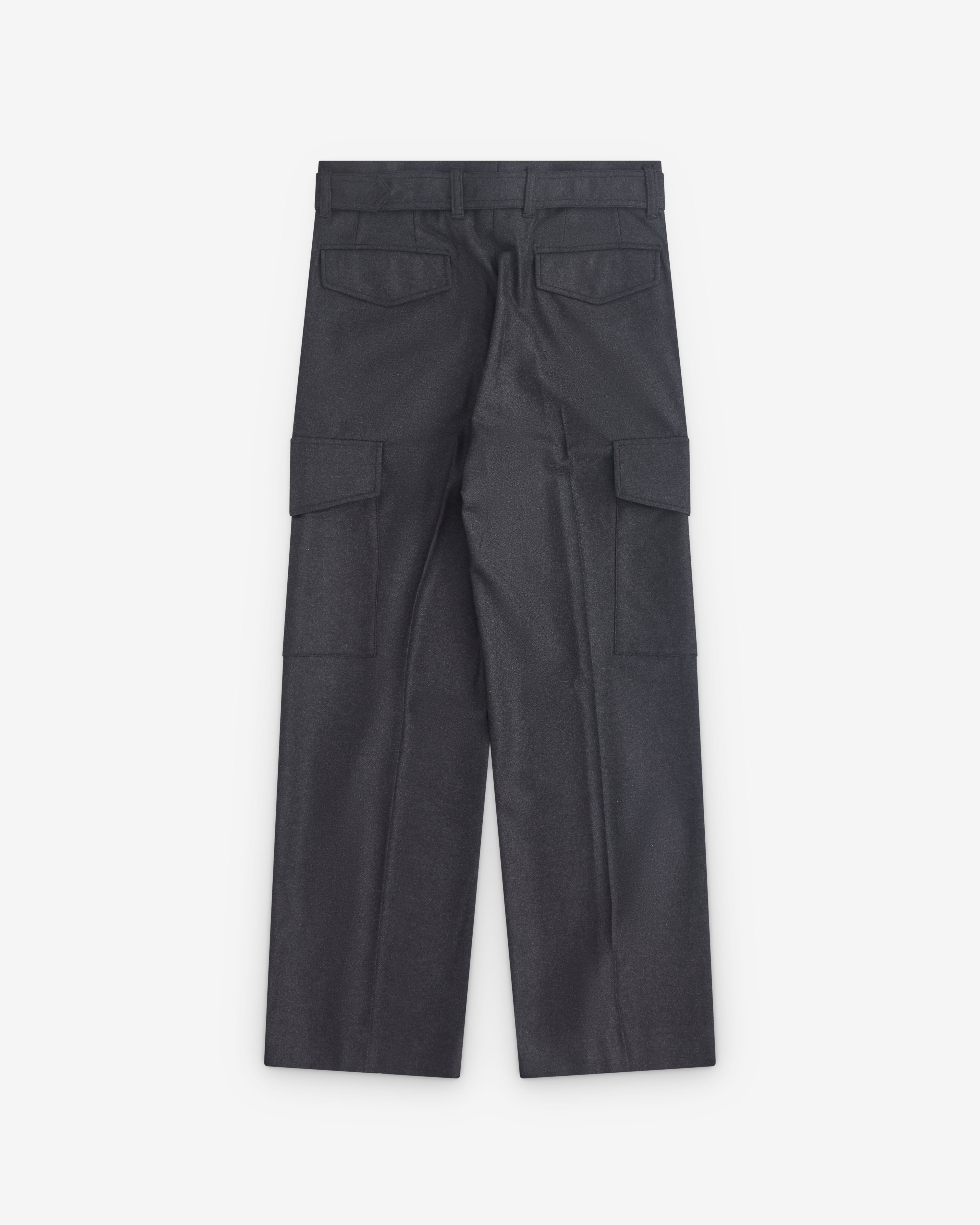 Auralee: Men's Wool Fulling Flannel Cargo Slacks (Top Charcoal