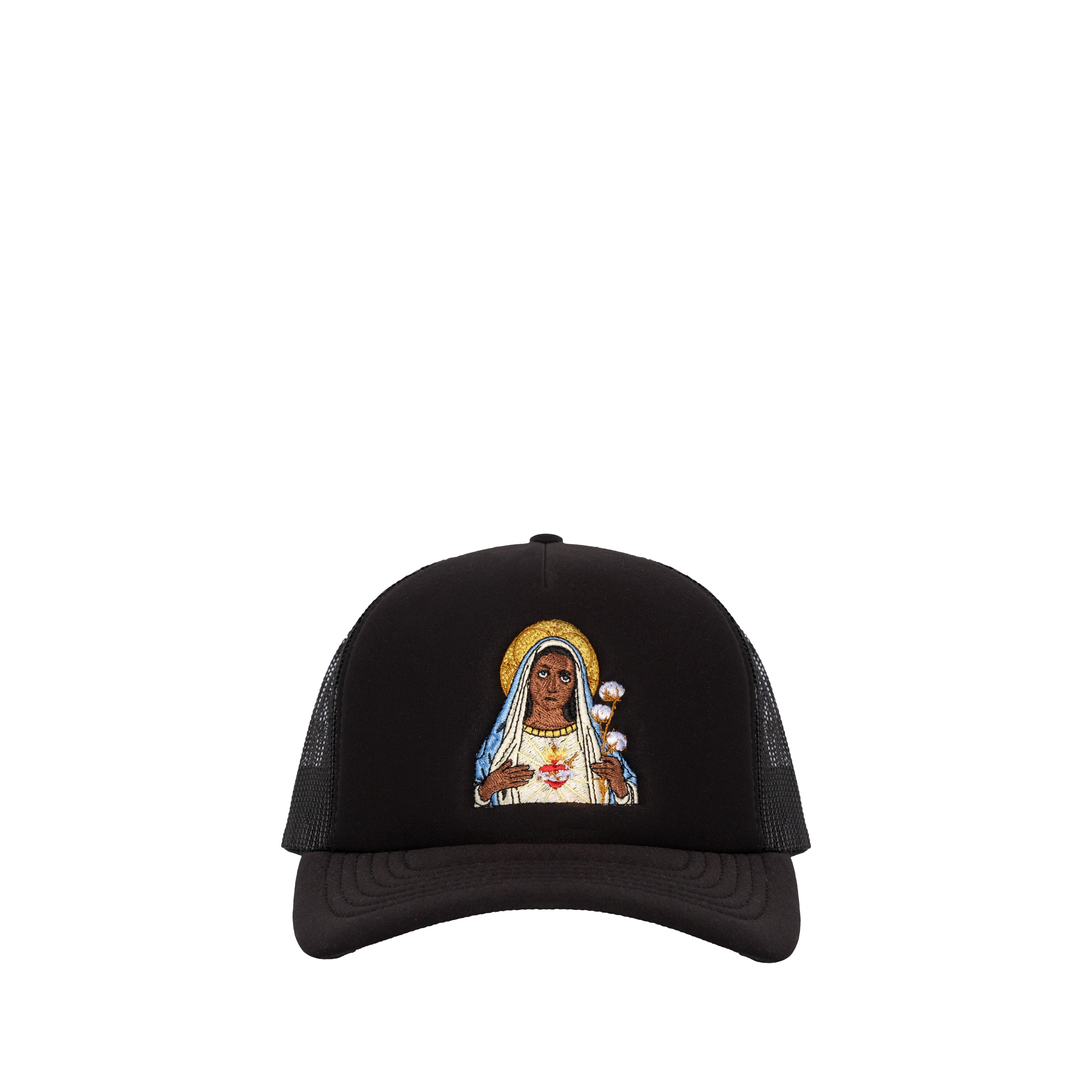 Denim Tears Black Madonna Trucker Hat (Black) | Dover Street