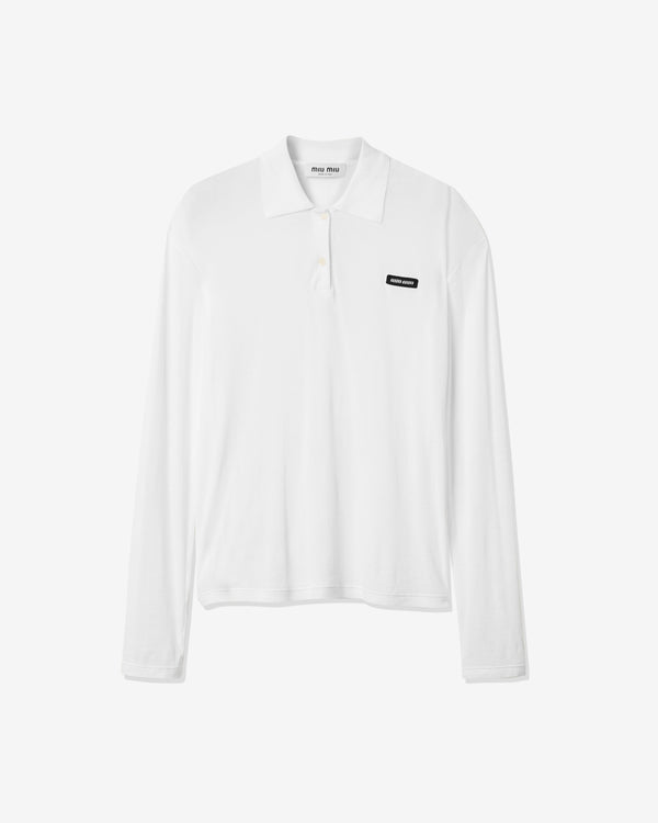 Miu Miu - Ribbed Jersey Polo Shirt - (White)