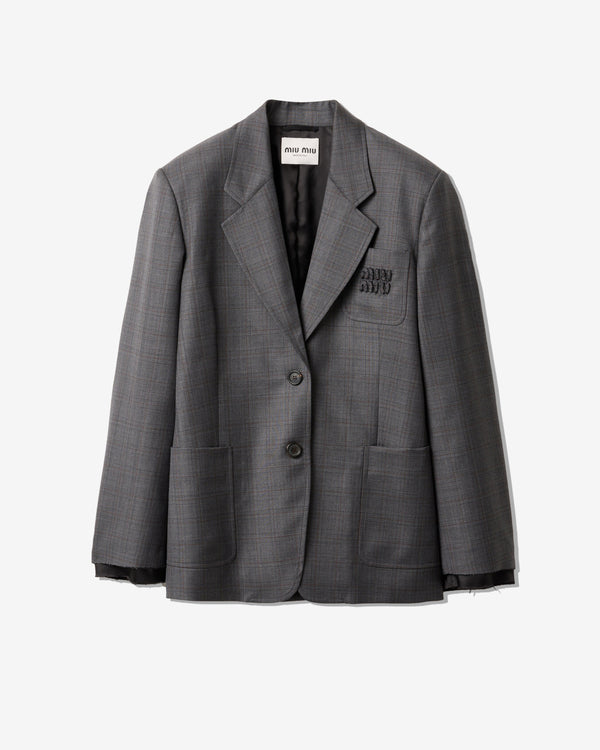 Miu Miu - Prince Of Wales Checked Wool Jacket - (Slate Gray)