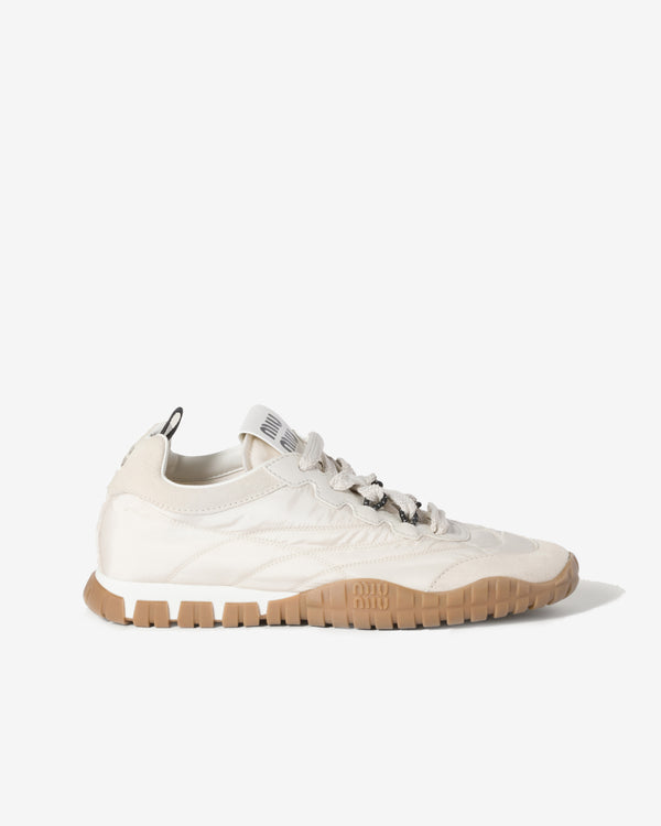 Miu Miu - Tyre Technical Fabric And Suede Sneakers - (Ivory)