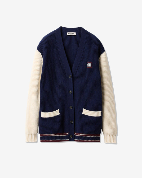 Miu Miu - Wool And Cashmere Cardigan - (Navy Blue/Natural)