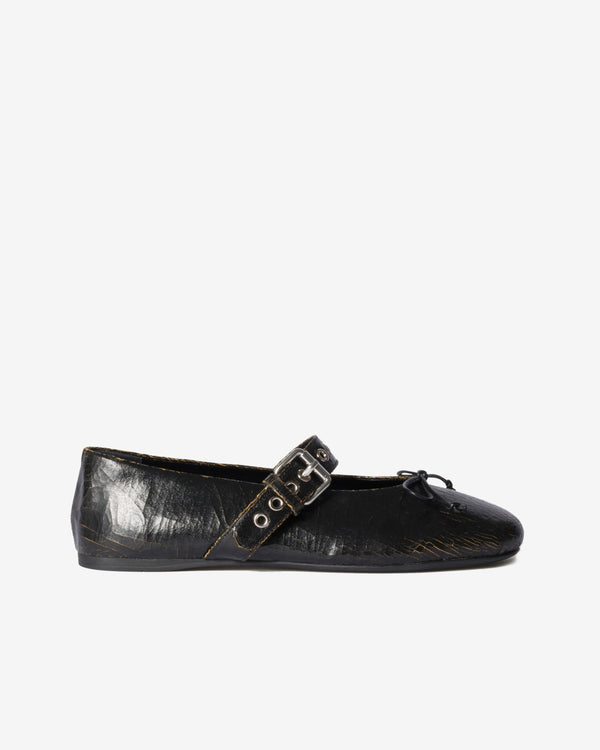 Miu Miu - Crackle Leather Ballerinas - (Ebony)