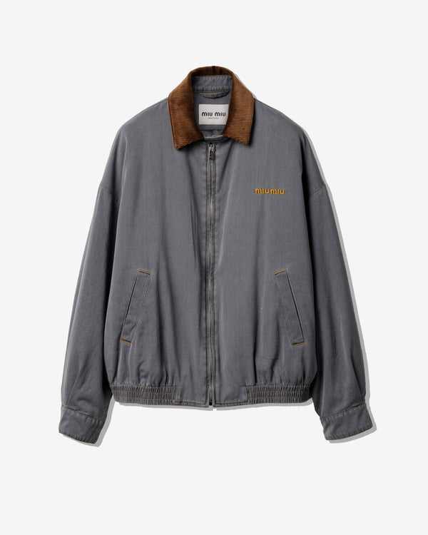 Miu Miu - Chambray Jacket With Velvet Collar - (Grey)