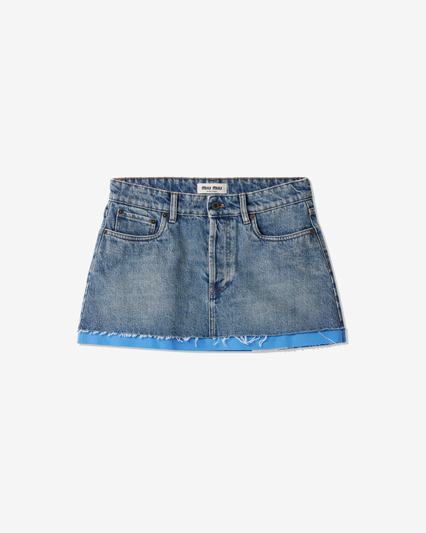 Miu Miu - Denim And Poplin Miniskirt - (Sapphire Blue)