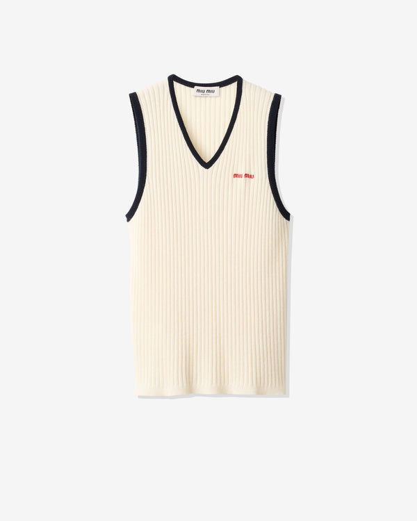 Miu Miu - Cashmere Vest - (Natural/Blue)