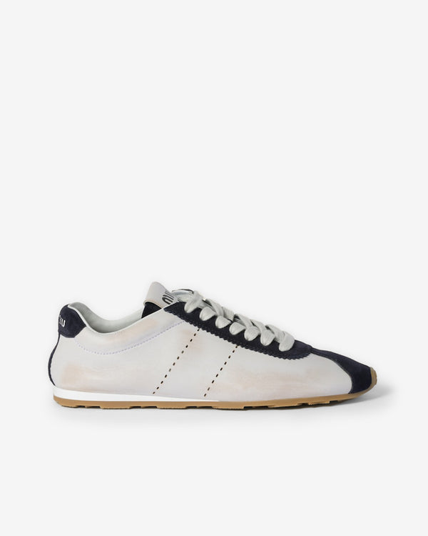 Miu Miu - Women's Plume Nappa Leather And Suede Sneakers - (White/Blue)