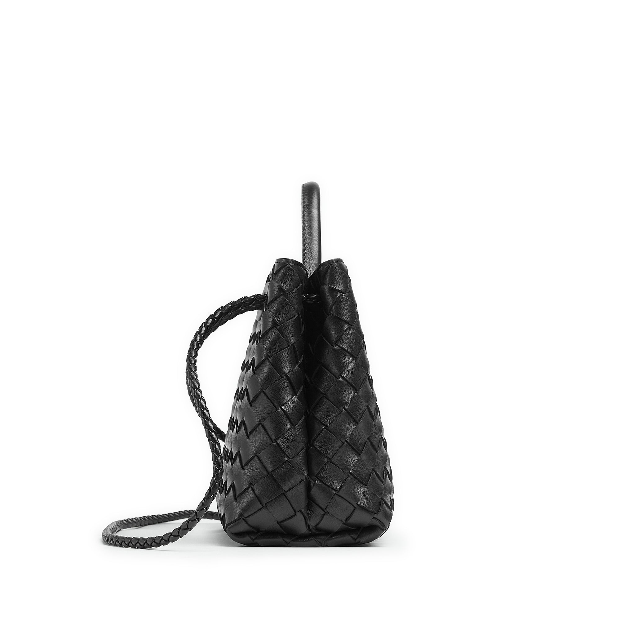Bottega Veneta Women's Small East-West Andiamo Intrecciato Leather Top-Handle Bag - Dark Mystic