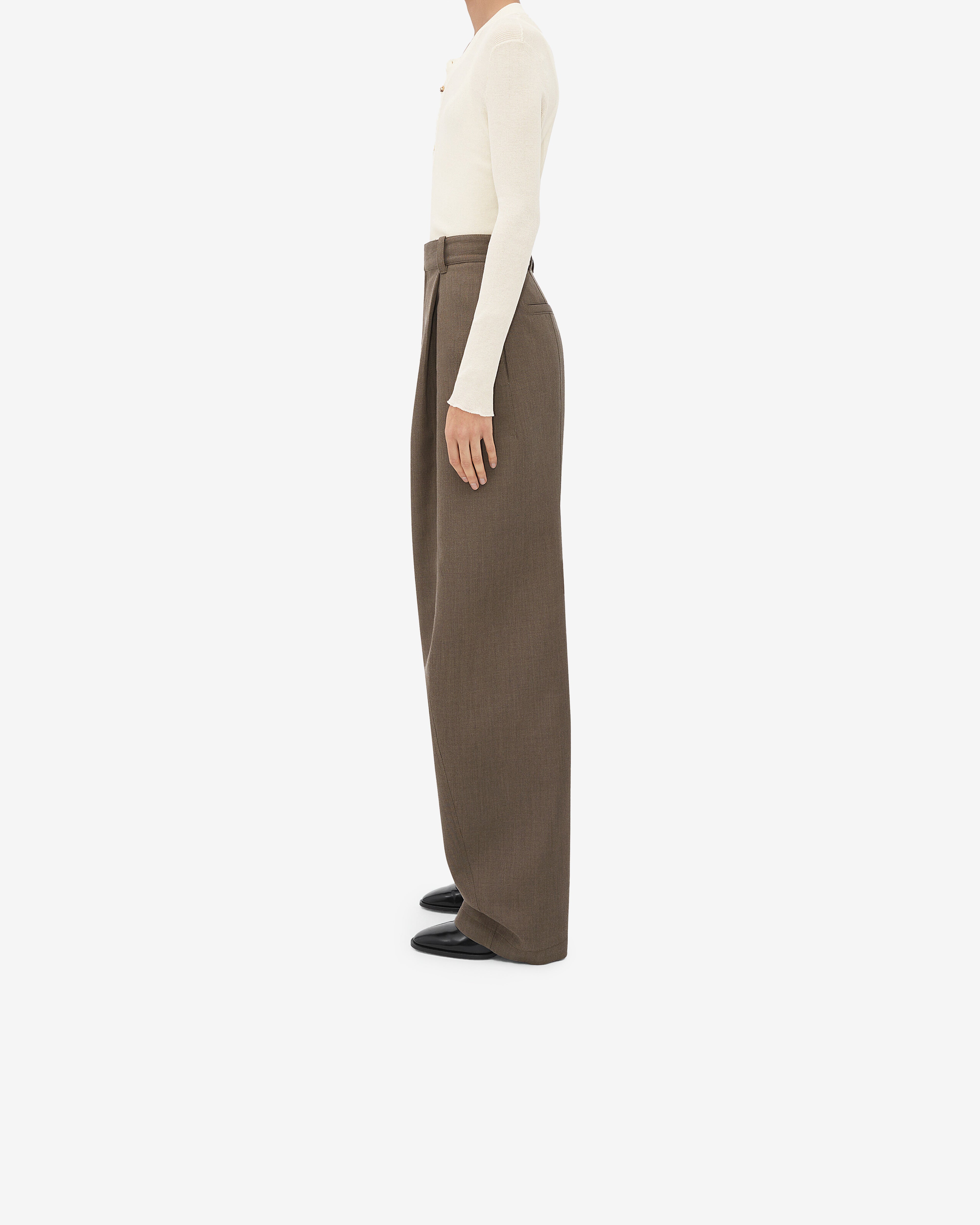 Bottega Veneta: Women's Soft Wool Twill Trousers (Milkweed) | DSML 