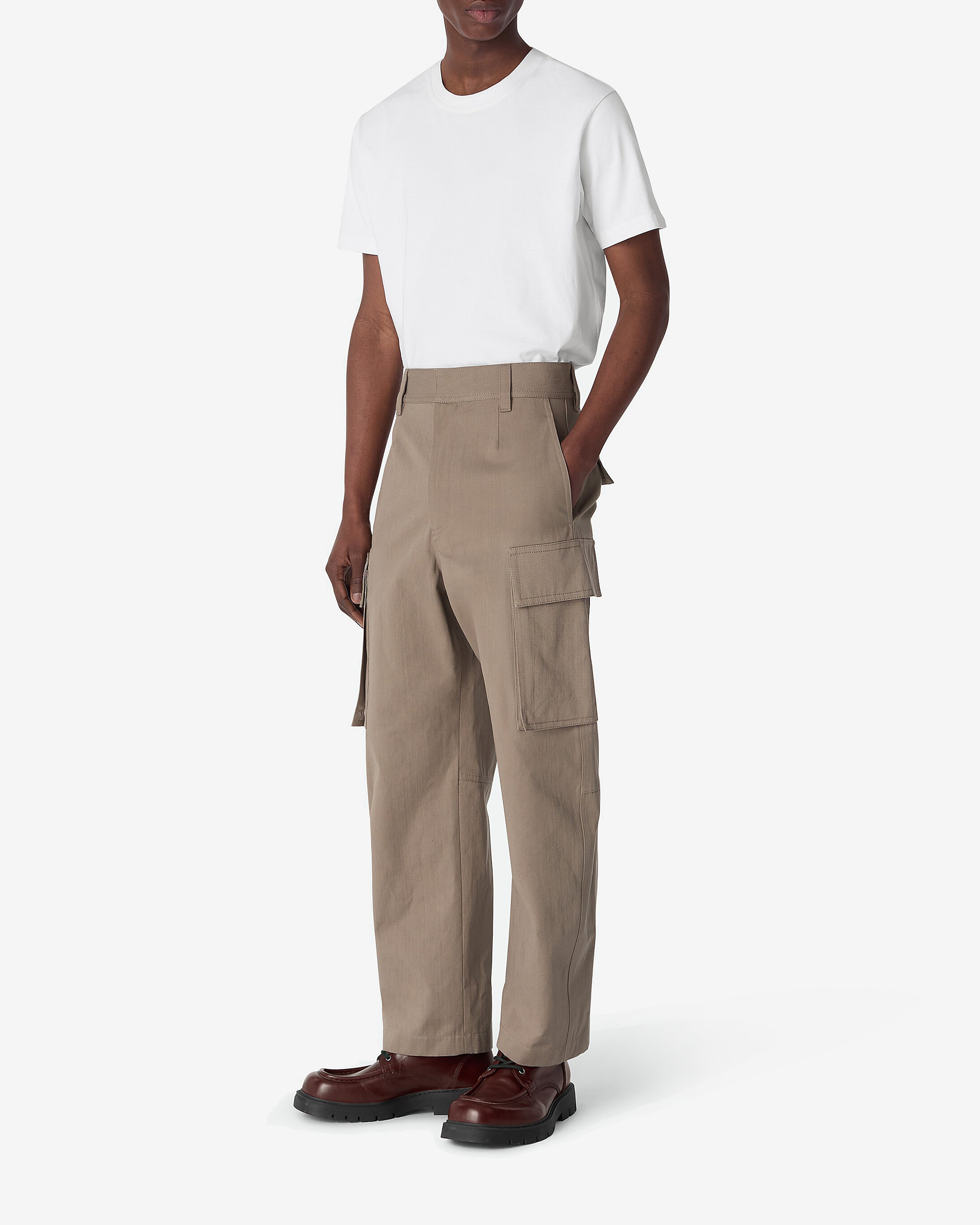 Bottega Veneta: Men's Cotton Twill Cargo Trousers (Grey Seal