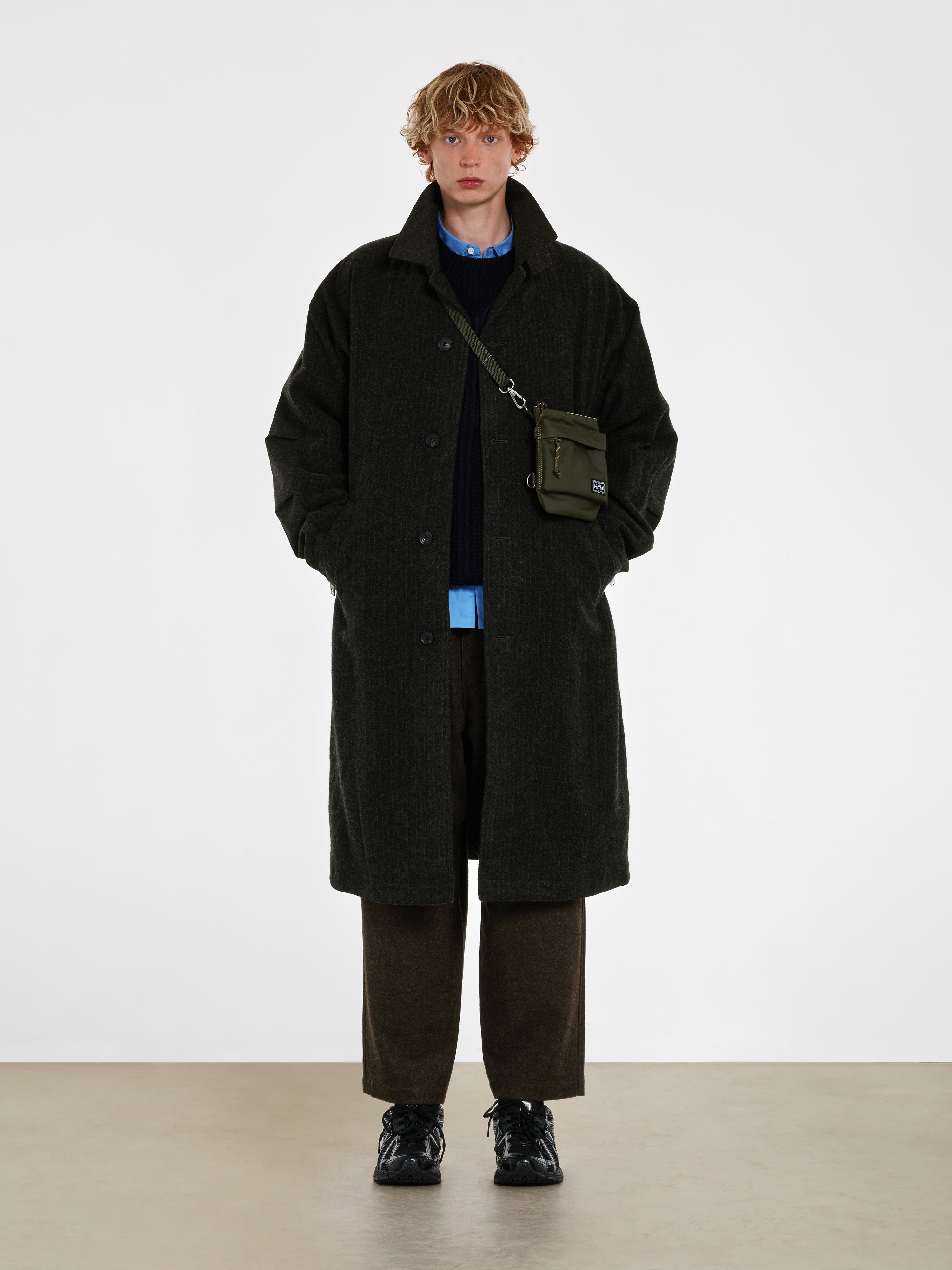 Comme des Garçons Homme - Men’s Wool Tweed Herringbone Mac Coat - (Dark  Khaki)