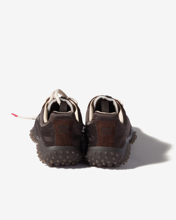 Miu Miu - Bubble Technical Fabric and Suede Sneakers - (Dark Brown)