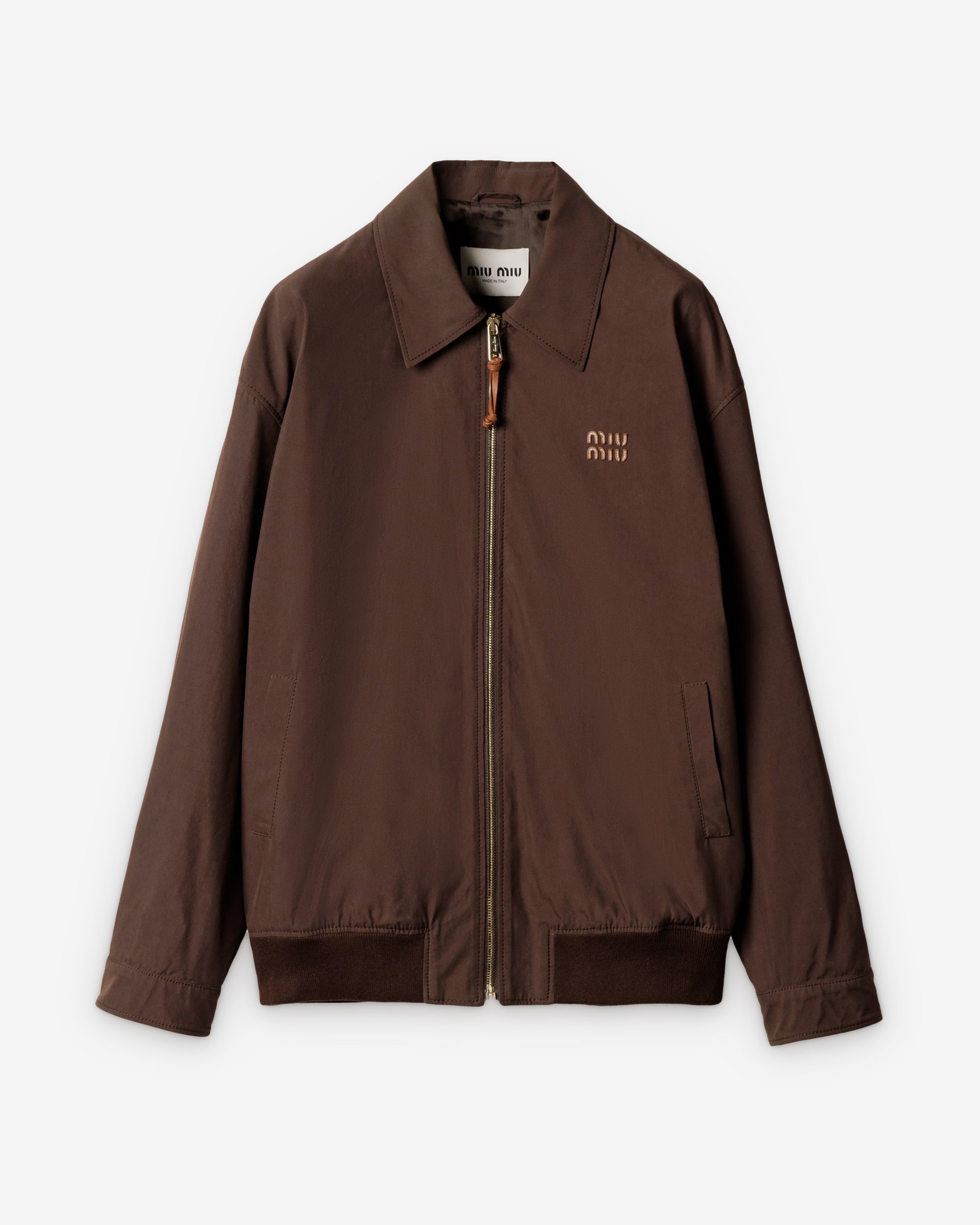 Miu Miu - Women’s Panama Cotton Blouson Jacket - (Cocoa Brown) view 1, Click to Zoom in